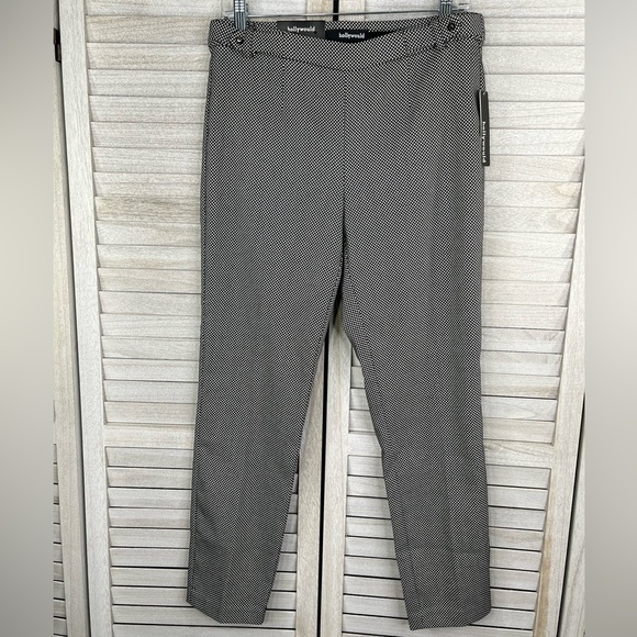 HOLLYWOULD Ankle Skinny Pull on Style Pants Black & White Print-Large - Picture 1 of 5